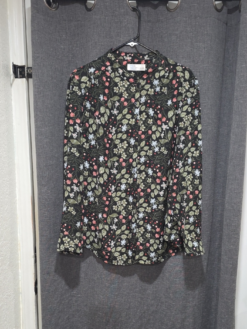 Black Floral Button-Up Shirt